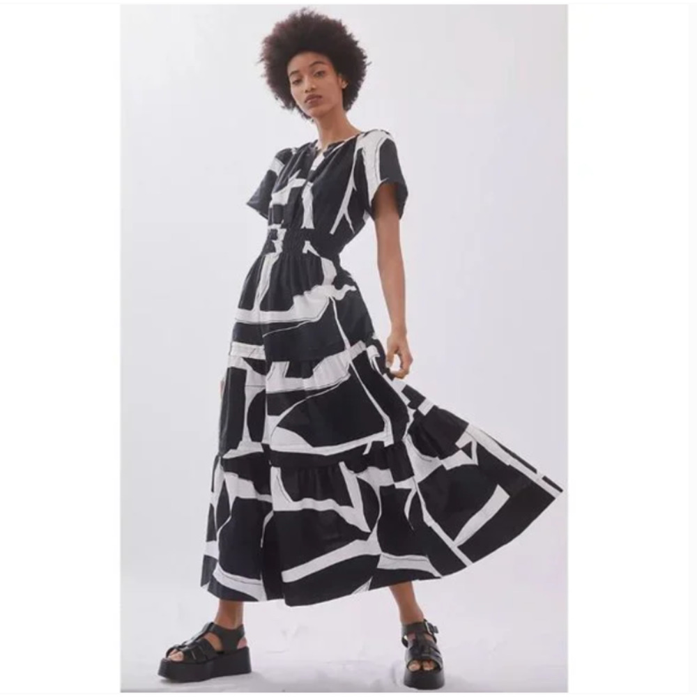Anthropologie The Somerset Maxi Dress XS NEW with Tags Black White